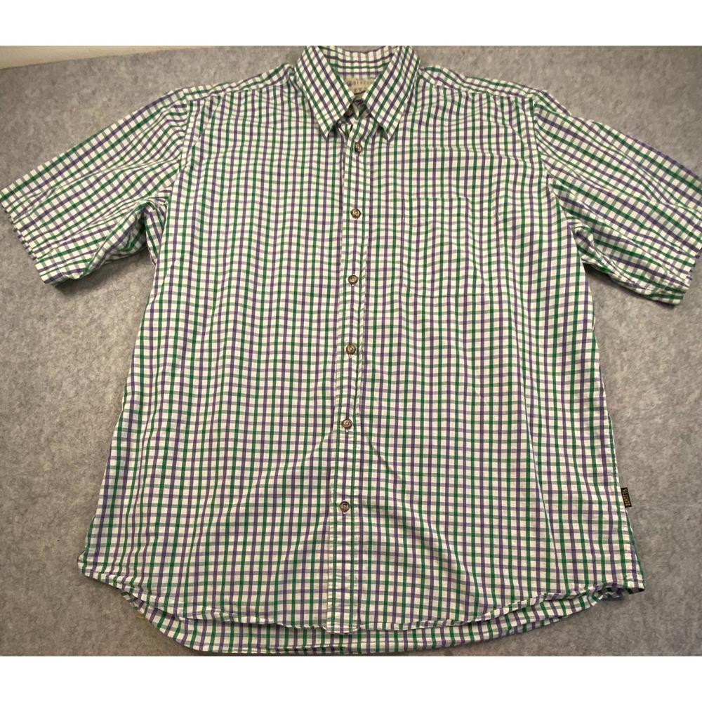 Beretta Italian Gingham Check Short Sleeve Button Up Cotton Shirt Mens XXL
